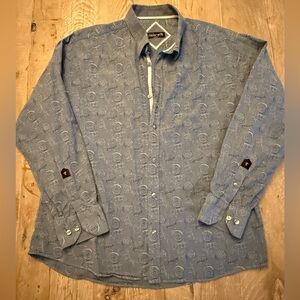 Franco Negretti Italian Blue Textured Button Down Men’s Shirt XL